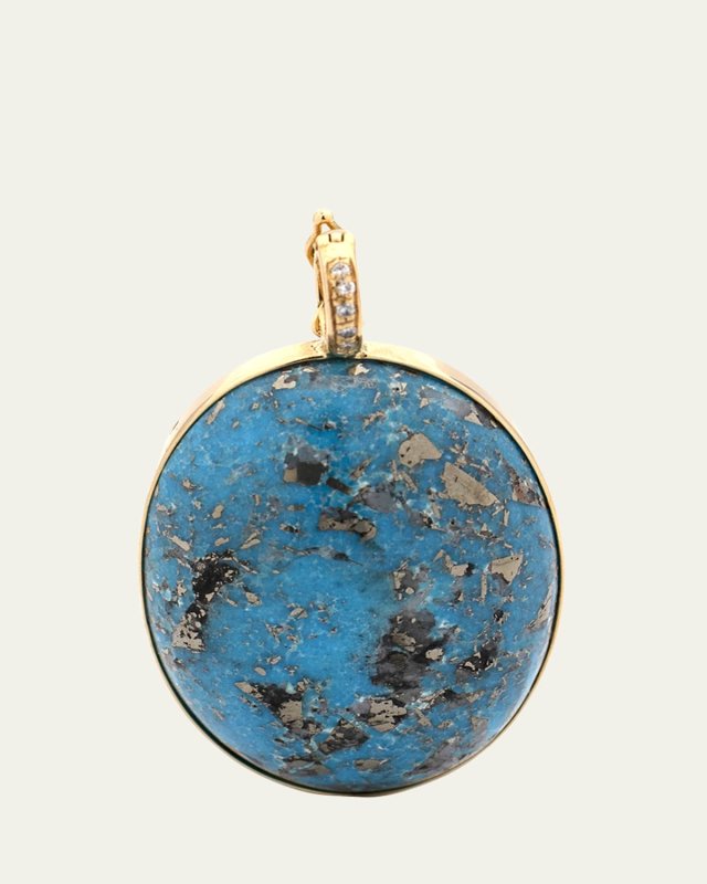 18K Yellow Gold Turquoise and Diamond Pendant